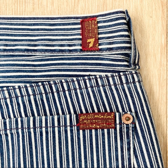 7 For All Mankind Blue Striped Vintage Railroad Bootcut Jeans - Picture 6 of 9